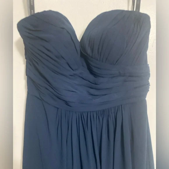 Bill Levkoff Blue Ruched Strapless Dress - Picture 2 of 6